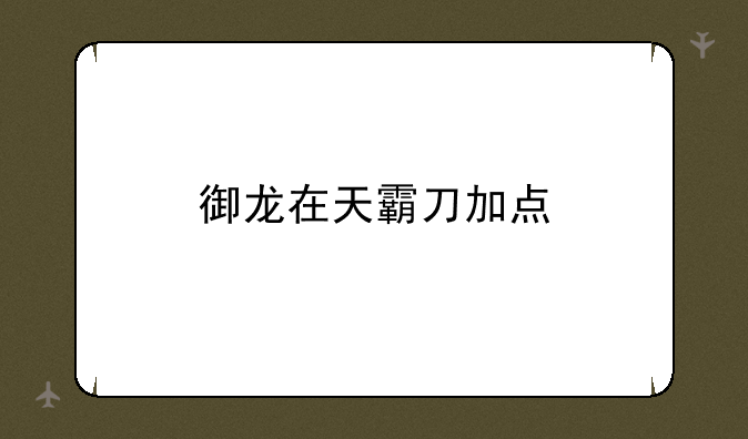 御龙在天霸刀加点