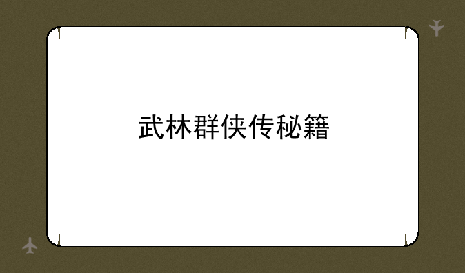 武林群侠传秘籍