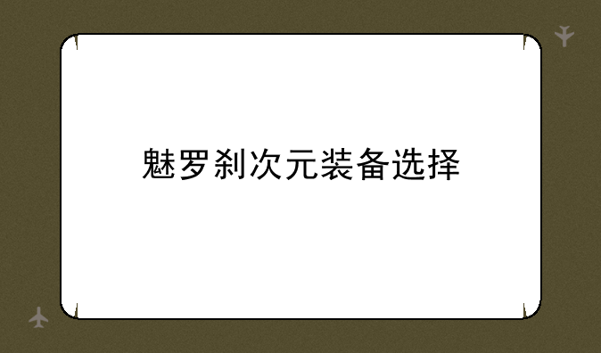 魅罗刹次元装备选择