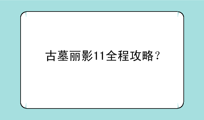 古墓丽影11全程攻略？