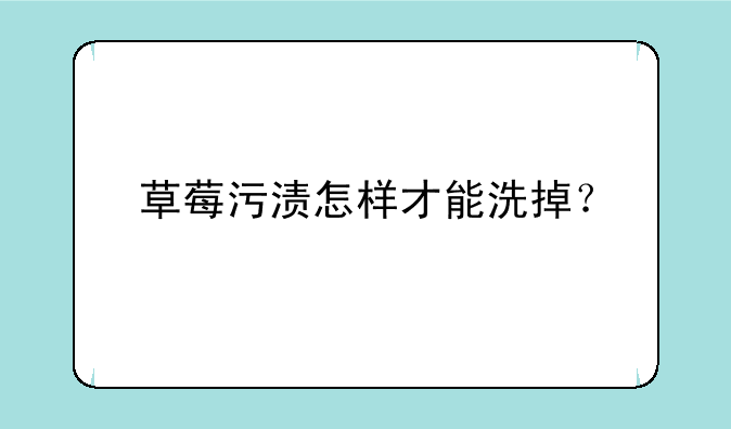草莓污渍怎样才能洗掉？