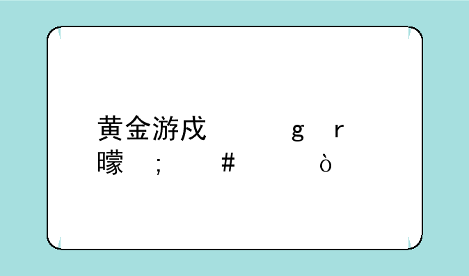 黄金游戏这本书怎么样？