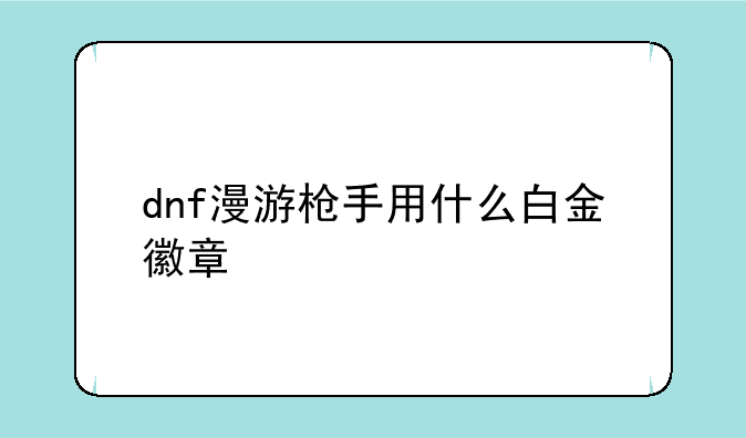 dnf漫游枪手用什么白金徽章