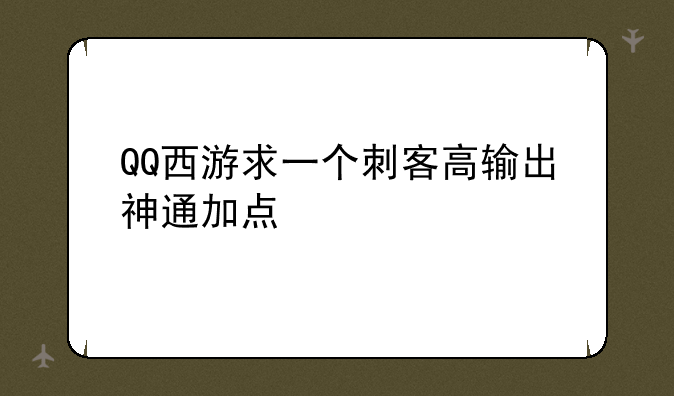QQ西游求一个刺客高输出神通加点