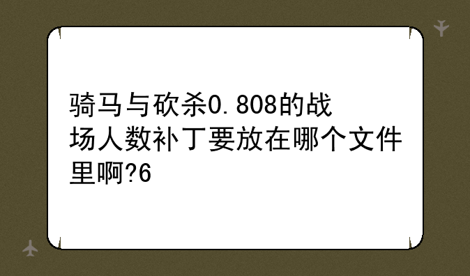 骑马与砍杀0.808的战场人数补丁要放在哪个文件里啊???
