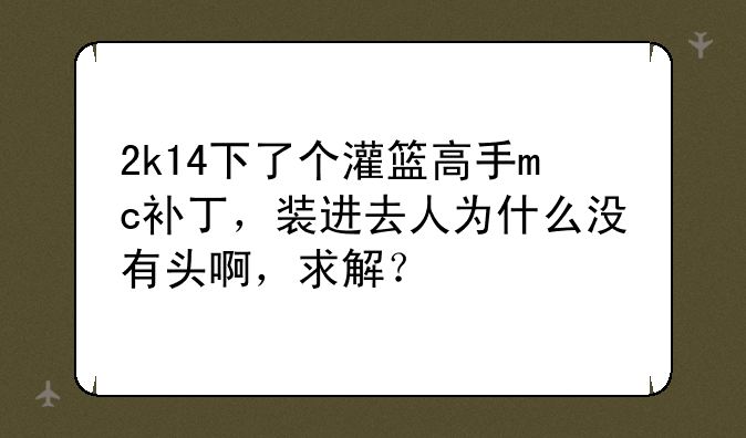 2k14下了个灌篮高手mc补丁，装进去人为什么没有头啊，求解？