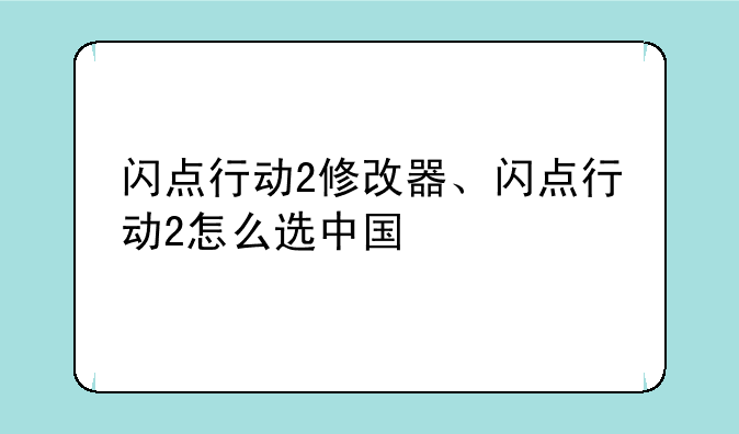 闪点行动2修改器、闪点行动2怎么选中国