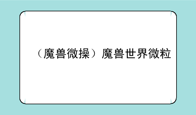 （魔兽微操）魔兽世界微粒