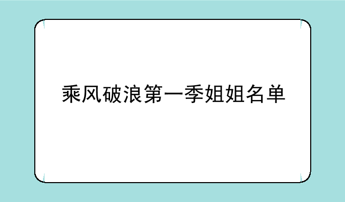 乘风破浪第一季姐姐名单